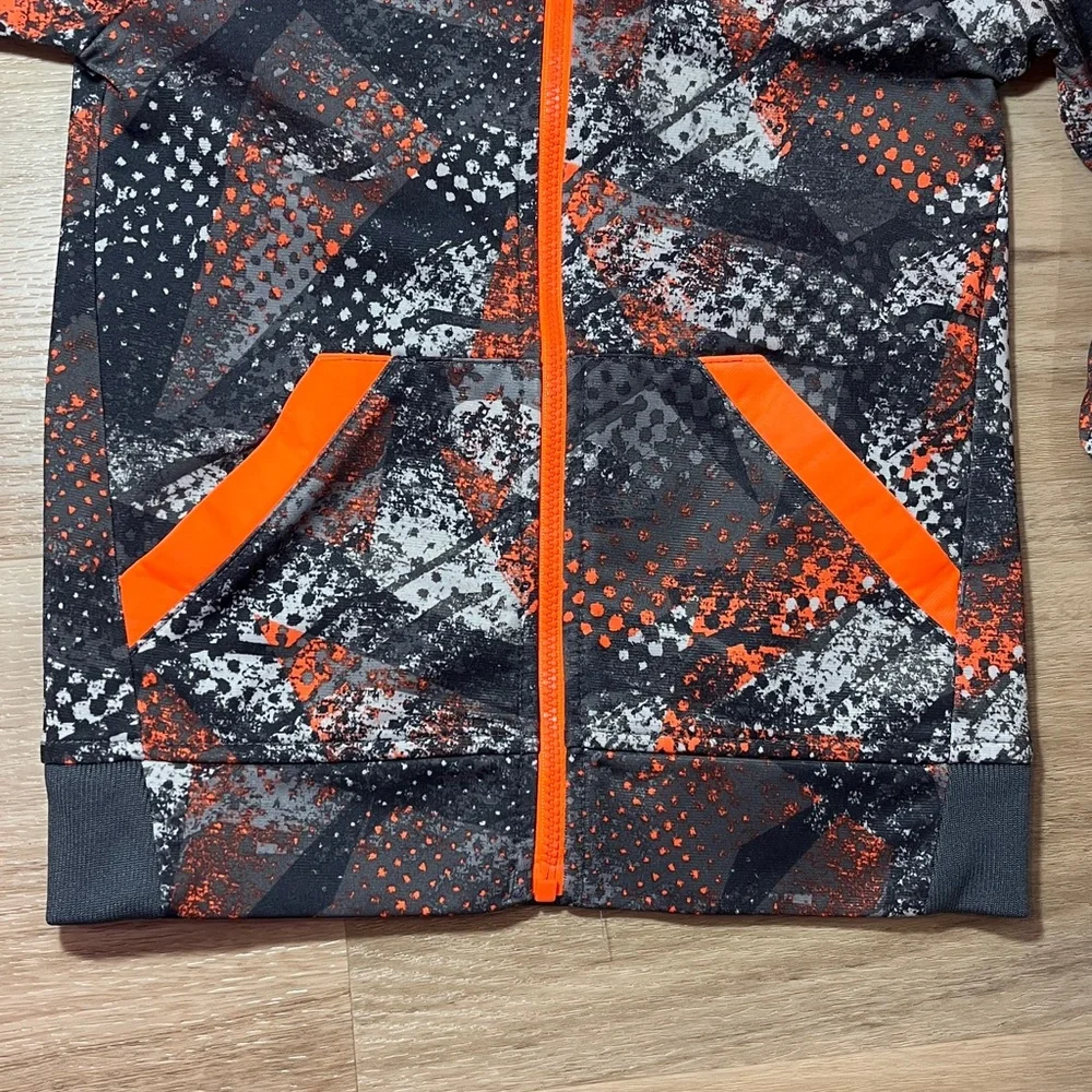 Adidas Kids Orange Black White Gray Track Soccer Sports Full Zip Jacket, size 4T